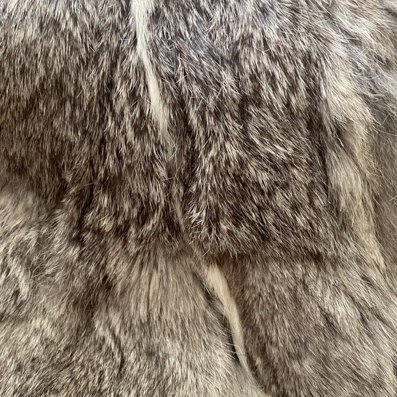 Women’s rabbit fur Jacket in Gray-Cream - Picture 12 of 14